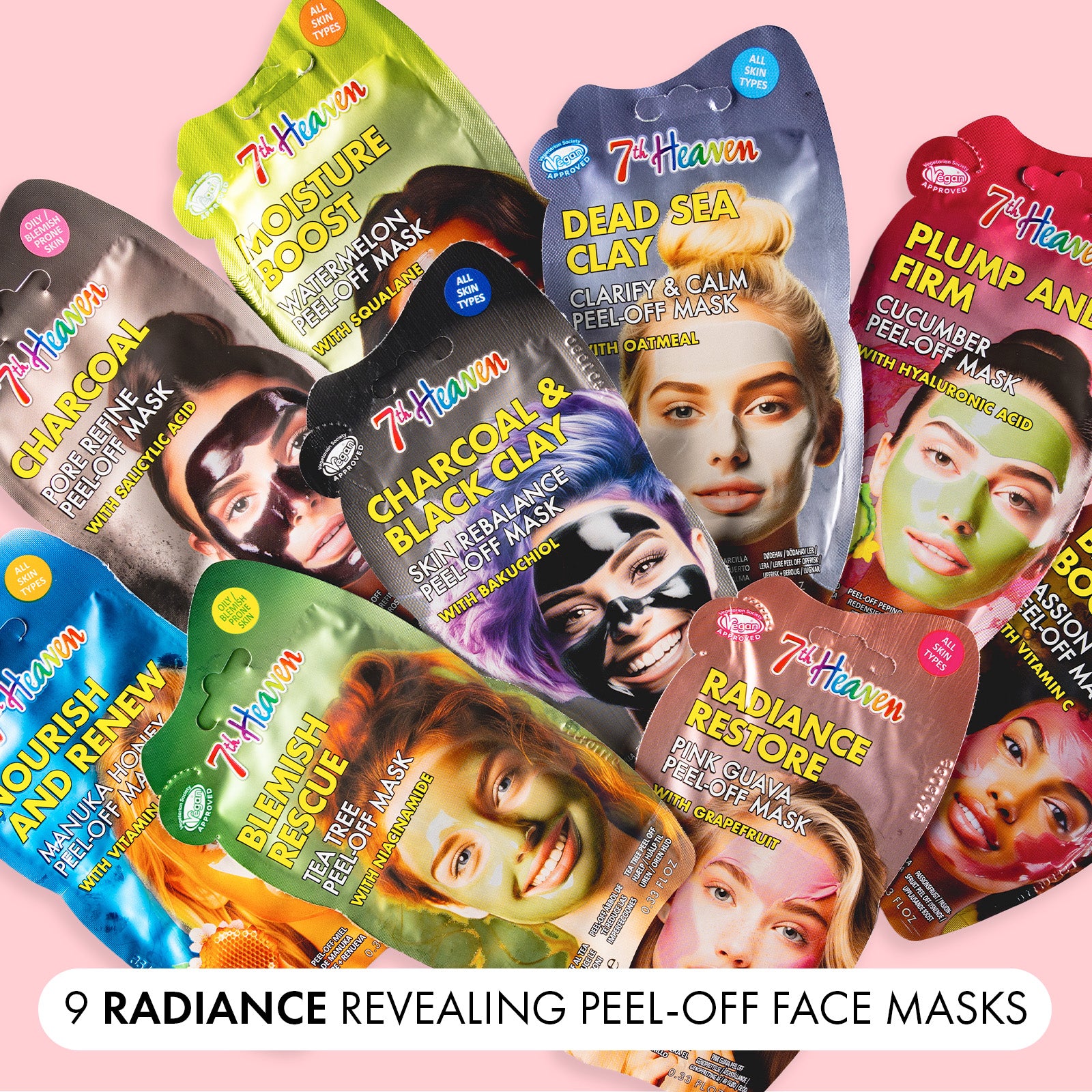 7th Heaven Perfect Peel-Off Tin - 9 Peel-Off Face Masks