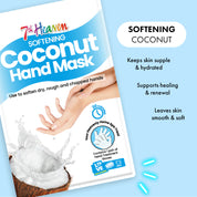 7th Heaven Coconut Hand Mask - Moisturising & Soothing for Dry, Chapped Hands, Pack of 3