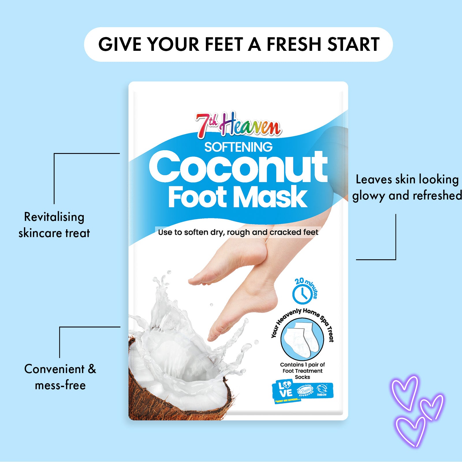 7th Heaven Softening Coconut Foot Mask - Repairs & Smooths Cracked Feet