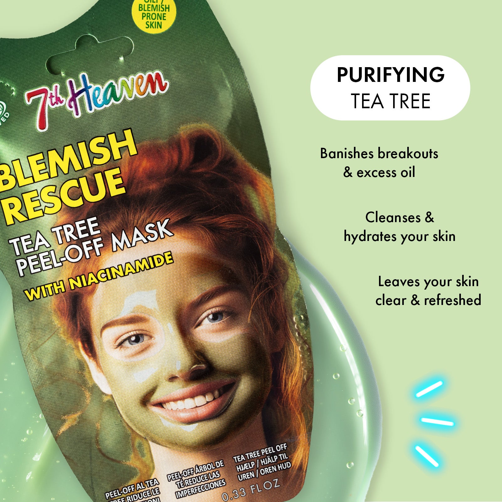 7th Heaven Tea Tree Peel-Off Mask with Niacinamide - Blemish Rescue & Oil Control