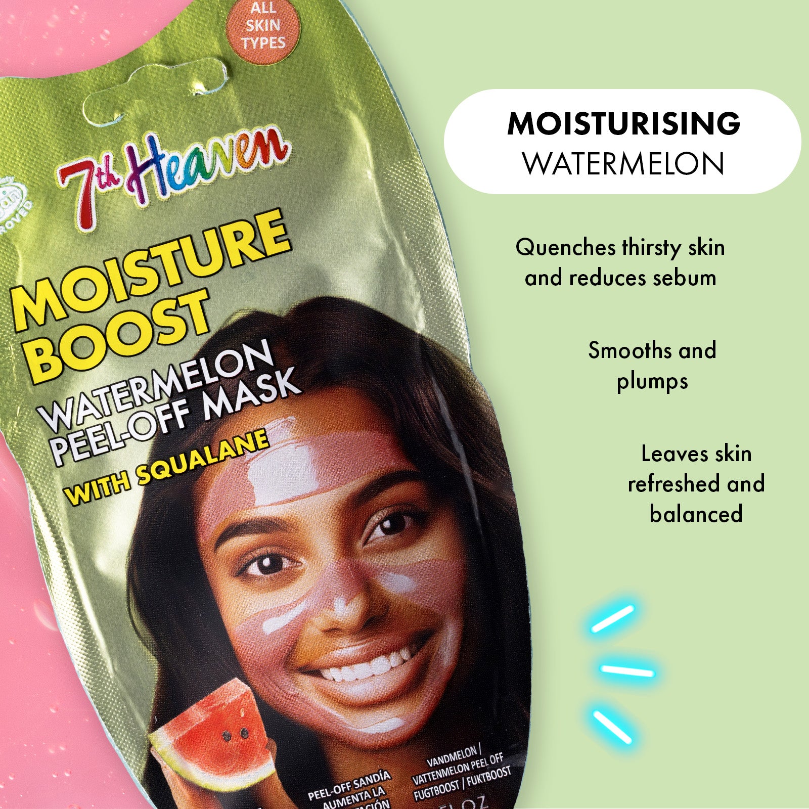 7th Heaven Watermelon Peel-Off Mask with Squalane - Moisturises & Refreshes