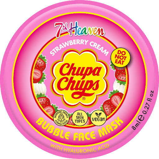 7th Heaven Chupa Chups Strawberry Cream Bubble Mask with Hyaluronic Acid - Plumps & Hydrates
