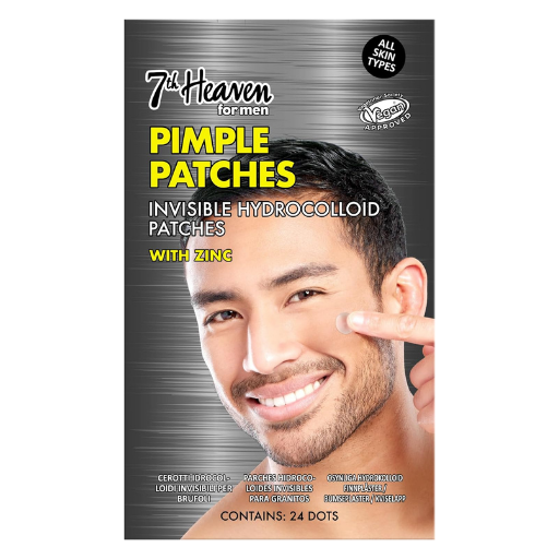 7th Heaven Men's Pimple Patches Invisible Hydrocolloid Patches with Zinc - Blemish Control & Oil Reduction