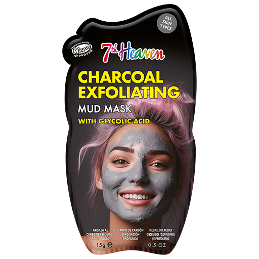 7th Heaven Charcoal Mud Mask with Glycolic Acid - Exfoliates & Detoxifies