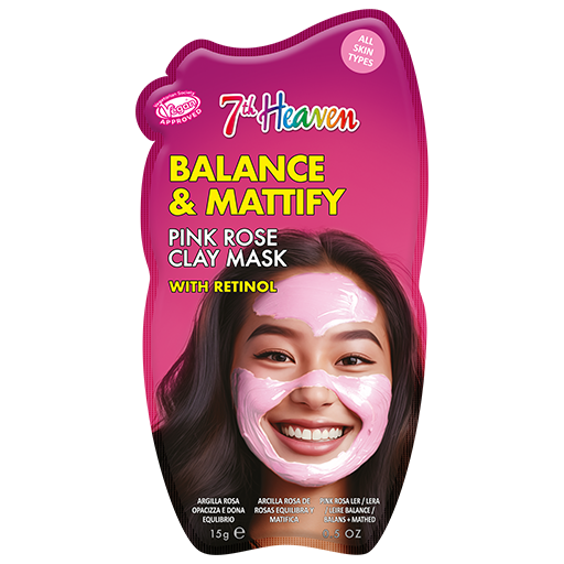 7th Heaven Pink Rose Clay Mask with Retinol - Balances & Mattifies Skin