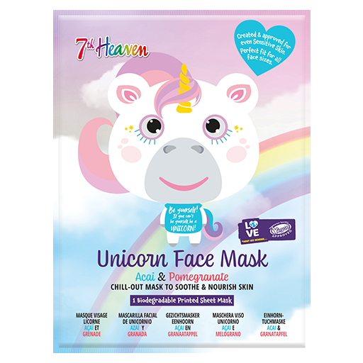7th Heaven Unicorn Face Mask with Acai & Pomegranate - Nourishes & Revives