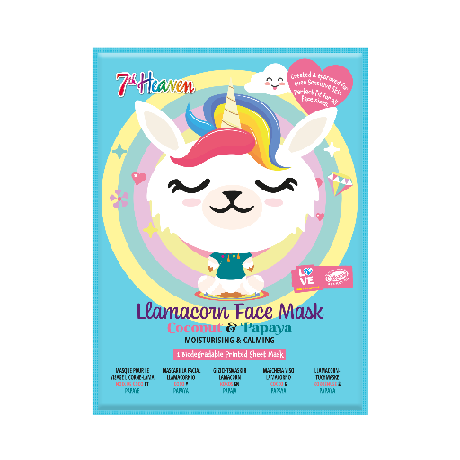 7th Heaven Llamacorn Face Mask with Coconut & Papaya - Calms & Hydrates