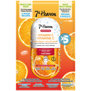 7th Heaven Nutriactives Vitamin C Sheet Mask - Brightens & Rejuvenates, Pack of 5