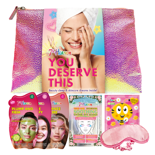 7th Heaven You Deserve This Self-Care Gift Bag with Hyaluronic Acid & Retinol Face Masks + Accessories