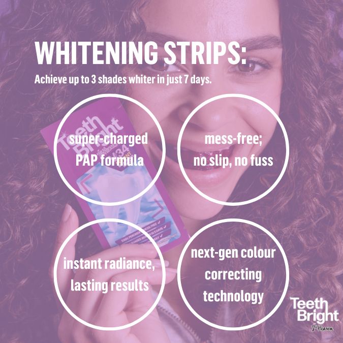 Teeth Bright by 7th Heaven Teeth Whitening Strips with Advanced PAP Technology - 7 Day Pack