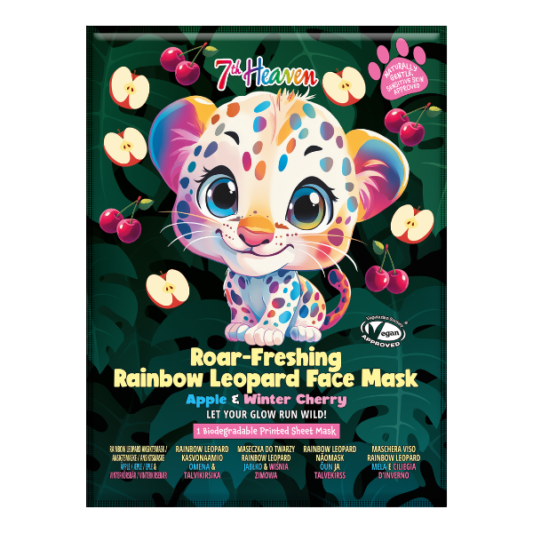 7th Heaven Rainbow Leopard Face Mask with Apple & Cherry - Hydrate & Glow