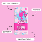 7th Heaven Barbie Pink Rose Clay Face Mask with Shea Butter & Marula Oil - Purifying & Pore Minimising