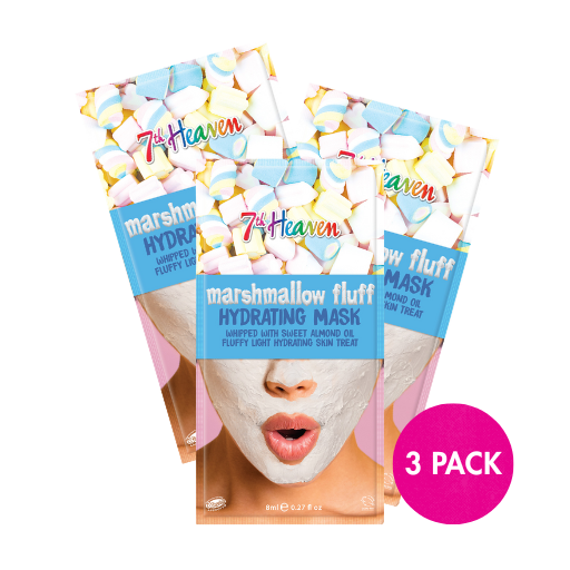 7th Heaven Marshmallow Fluff Face Mask with Sweet Almond Oil - Hydrating & Calming, Pack of 3