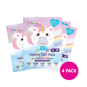 7th Heaven Unicorn Sheet Face Mask with Acai & Pomegranate - Nourishing & Glow-Enhancing, Pack of 4
