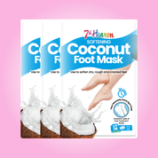 7th Heaven Coconut Foot Mask - Softening & Repairing for Cracked Feet, Pack of 3