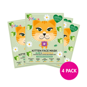7th Heaven Kitten Sheet Face Mask with Aloe & Chamomile - Calming & Hydrating, Pack of 4