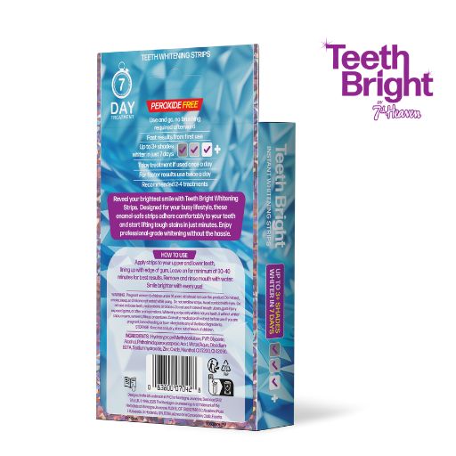 Teeth Bright by 7th Heaven Teeth Whitening Strips with Advanced PAP Technology - 7 Day Pack