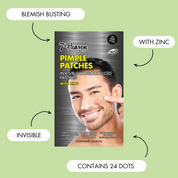 7th Heaven Men's Pimple Patches Invisible Hydrocolloid Patches with Zinc - Blemish Control & Oil Reduction