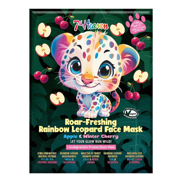 7th Heaven Rainbow Leopard Face Mask with Apple & Cherry - Hydrate & Glow