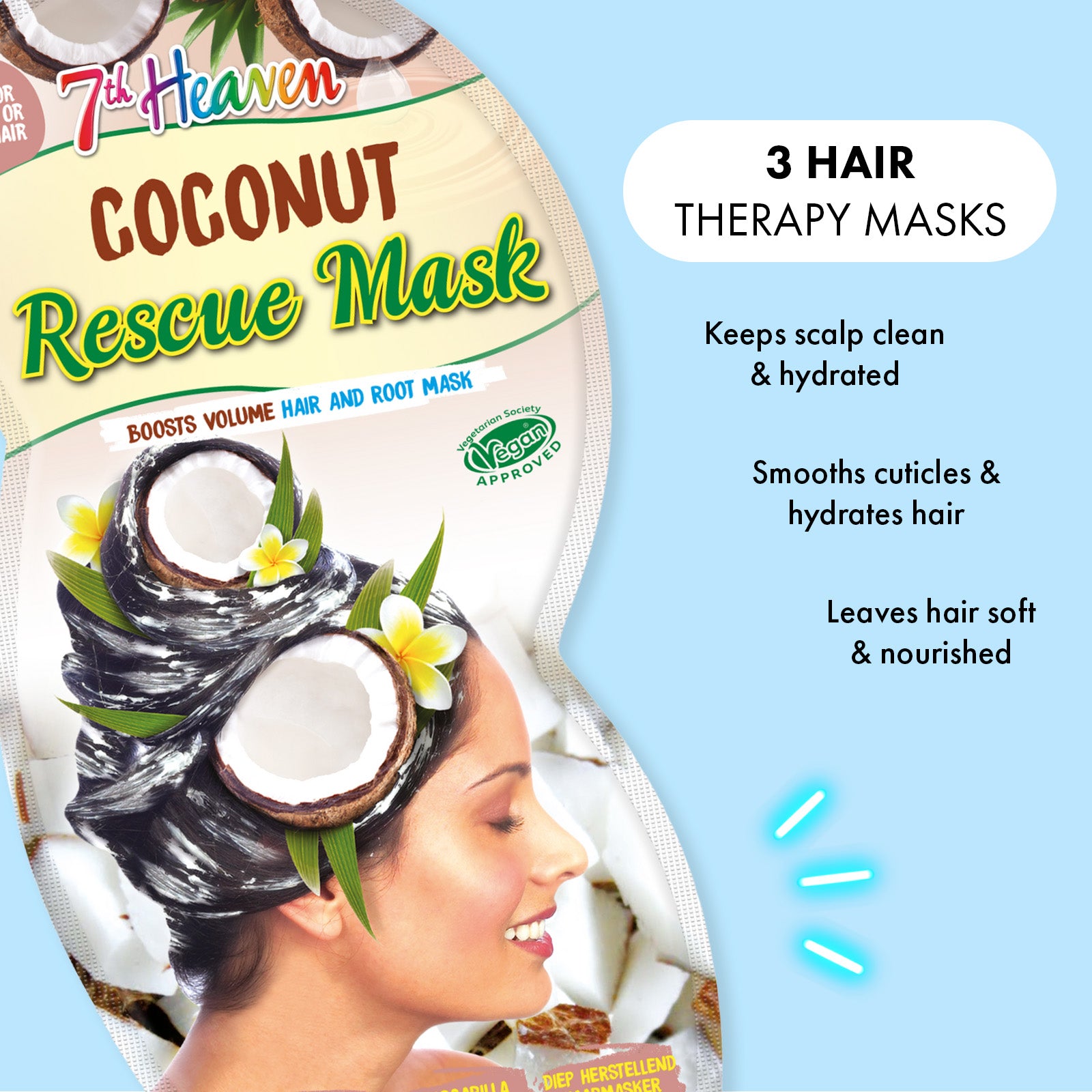 7th Heaven Coconut Hair Mask - Smooth & Replenish, Pack of 4