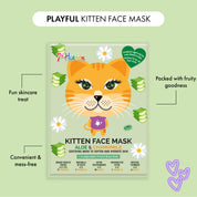7th Heaven Kitten Sheet Face Mask with Aloe & Chamomile - Calming & Hydrating, Pack of 4