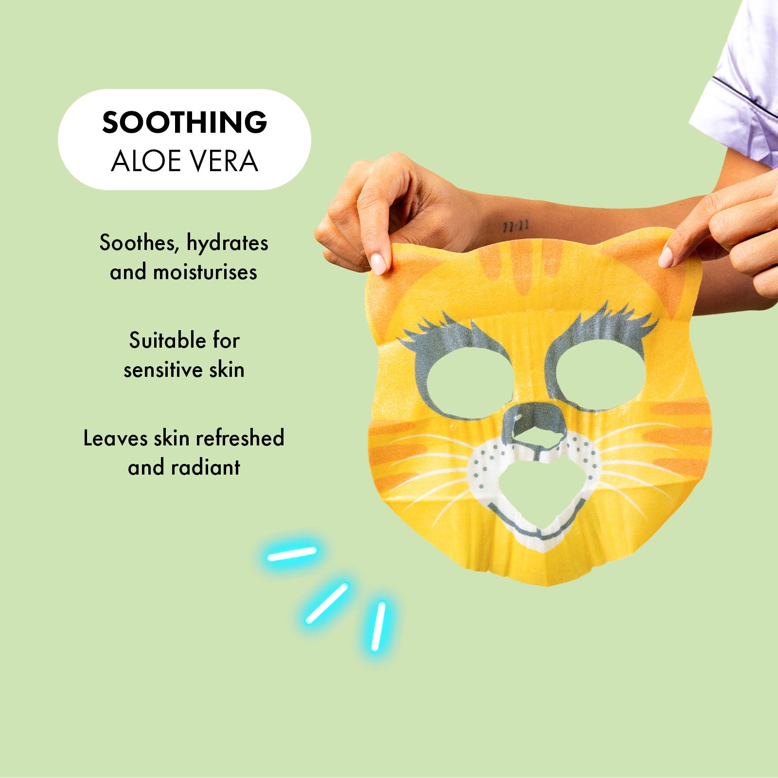 7th Heaven Kitten Face Mask with Aloe & Chamomile - Soothes & Softens Skin
