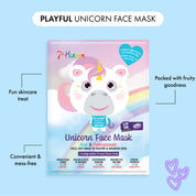 7th Heaven Unicorn Sheet Face Mask with Acai & Pomegranate - Nourishing & Glow-Enhancing, Pack of 4