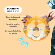 7th Heaven Tiger Face Mask with Apple & Kiwi - Revitalises & Refreshes