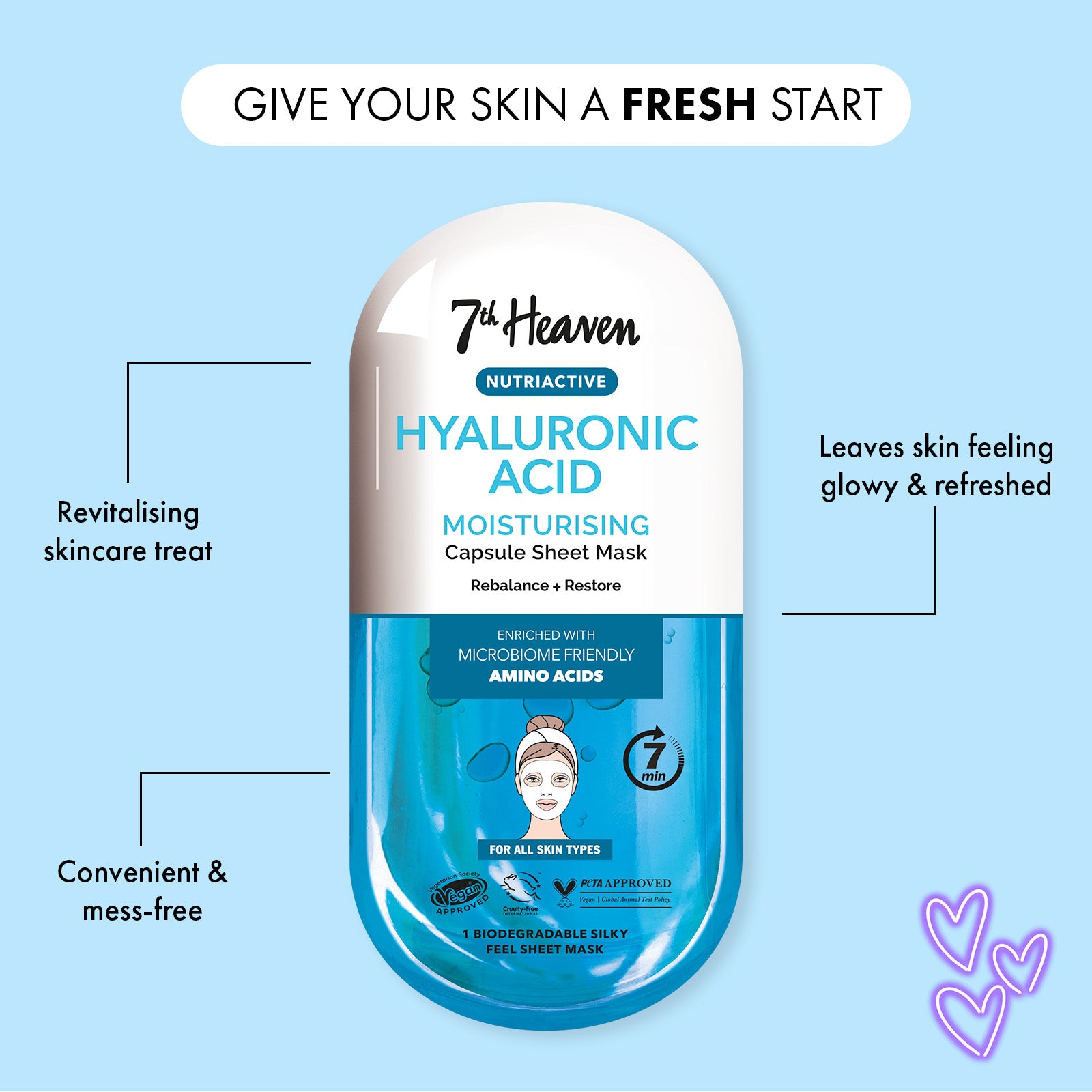 7th Heaven Hyaluronic Acid Sheet Mask - Deeply Hydrates & Plumps Skin