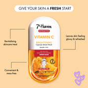 7th Heaven Nutriactives Vitamin C Sheet Mask - Brightens & Rejuvenates, Pack of 5