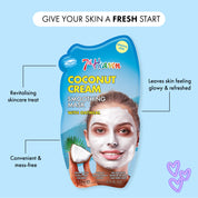 7th Heaven Coconut Cream Face Mask with Oatmeal - Soothes & Smooths Skin, Pack of 6