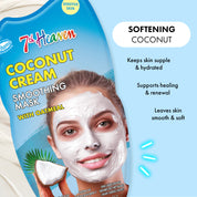 7th Heaven Coconut Cream Face Mask with Oatmeal - Soothes & Smooths Skin, Pack of 6