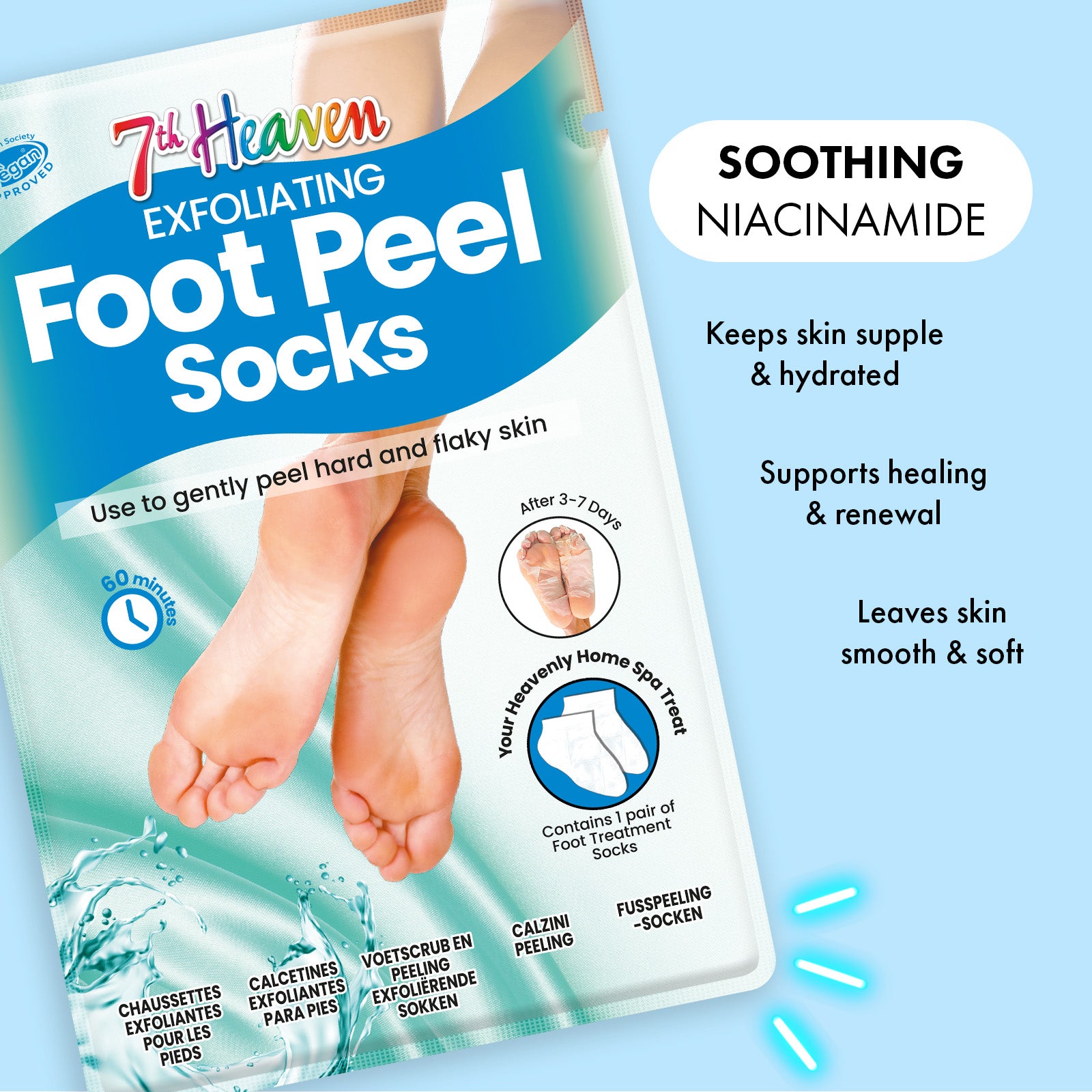 7th Heaven Exfoliating Foot Peel Socks - Soothe & Smooth Hard Skin