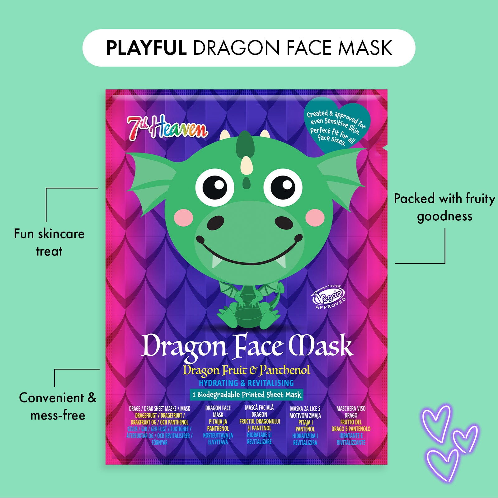 7th Heaven Dragon Fruit Face Mask - Hydrates & Revitalises with Panthenol