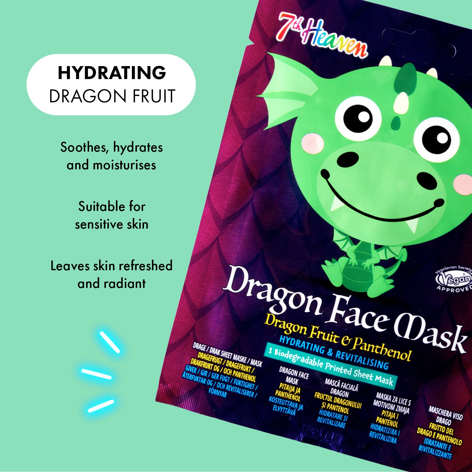 7th Heaven Dragon Fruit Face Mask - Hydrates & Revitalises with Panthenol