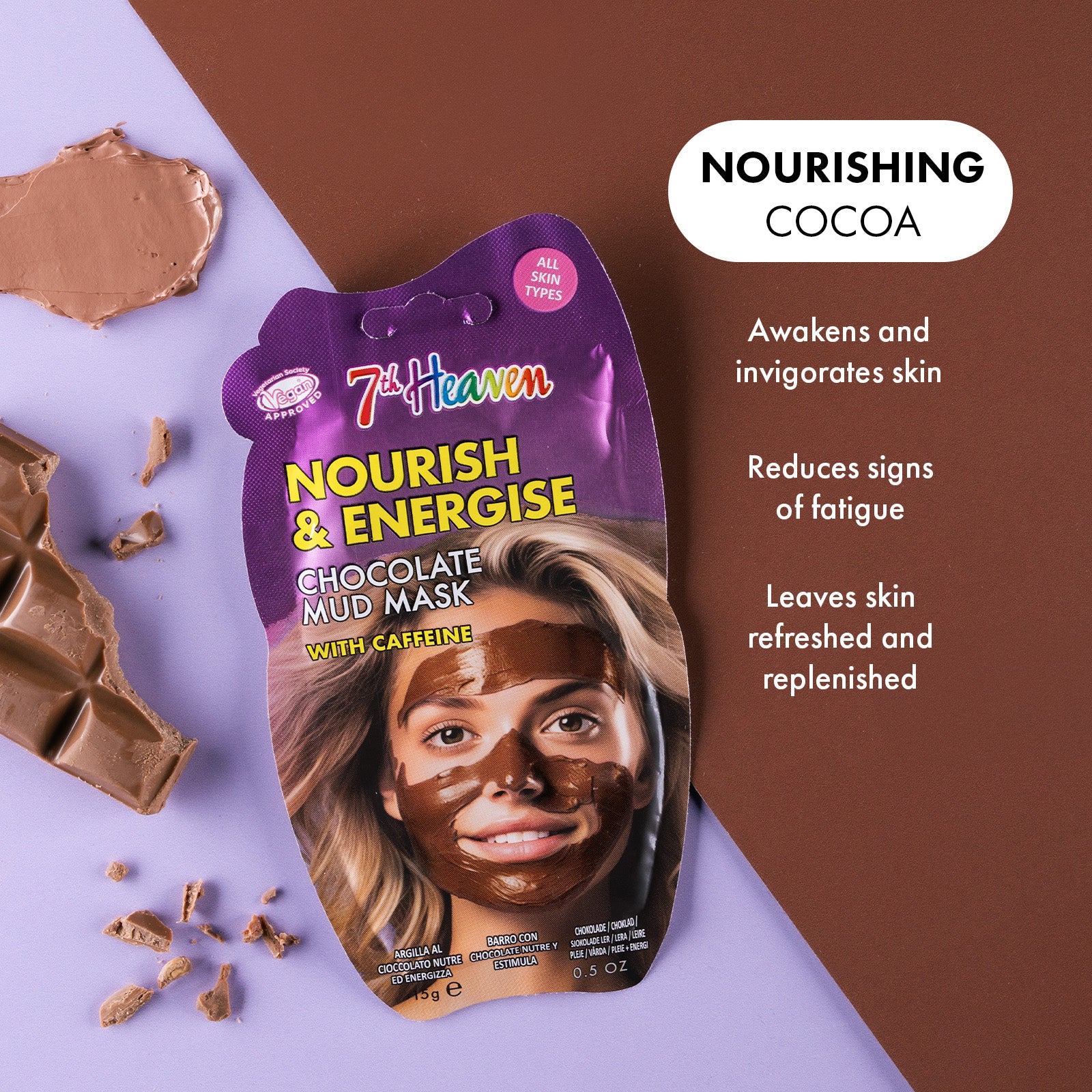7th Heaven Chocolate Mud Mask with Caffeine - Nourishes & Energises Skin