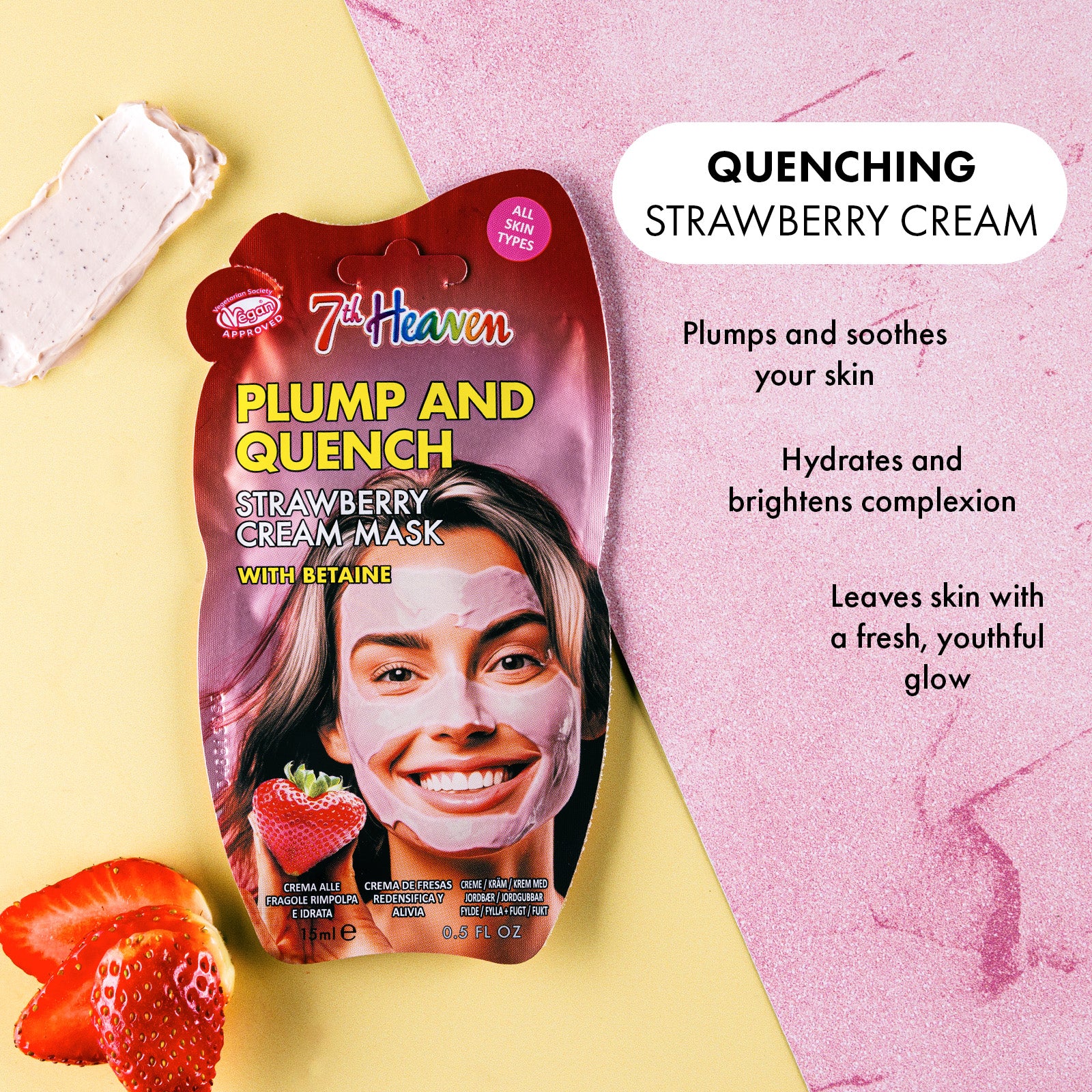 7th Heaven Strawberry Cream Mask with Betaine - Plumps & Softens Skin