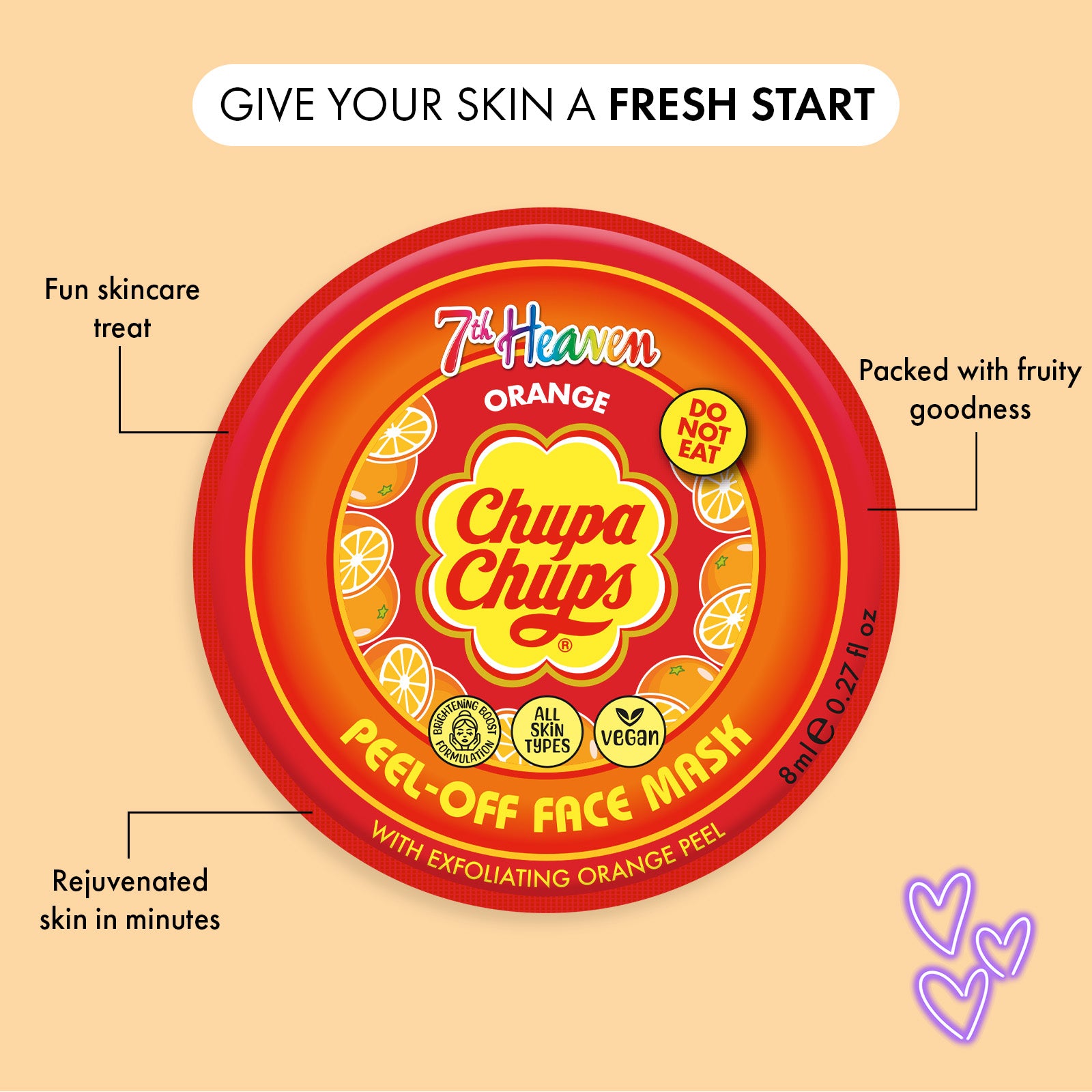 7th Heaven Chupa Chups Orange Peel-Off Mask - Exfoliates & Brightens Skin