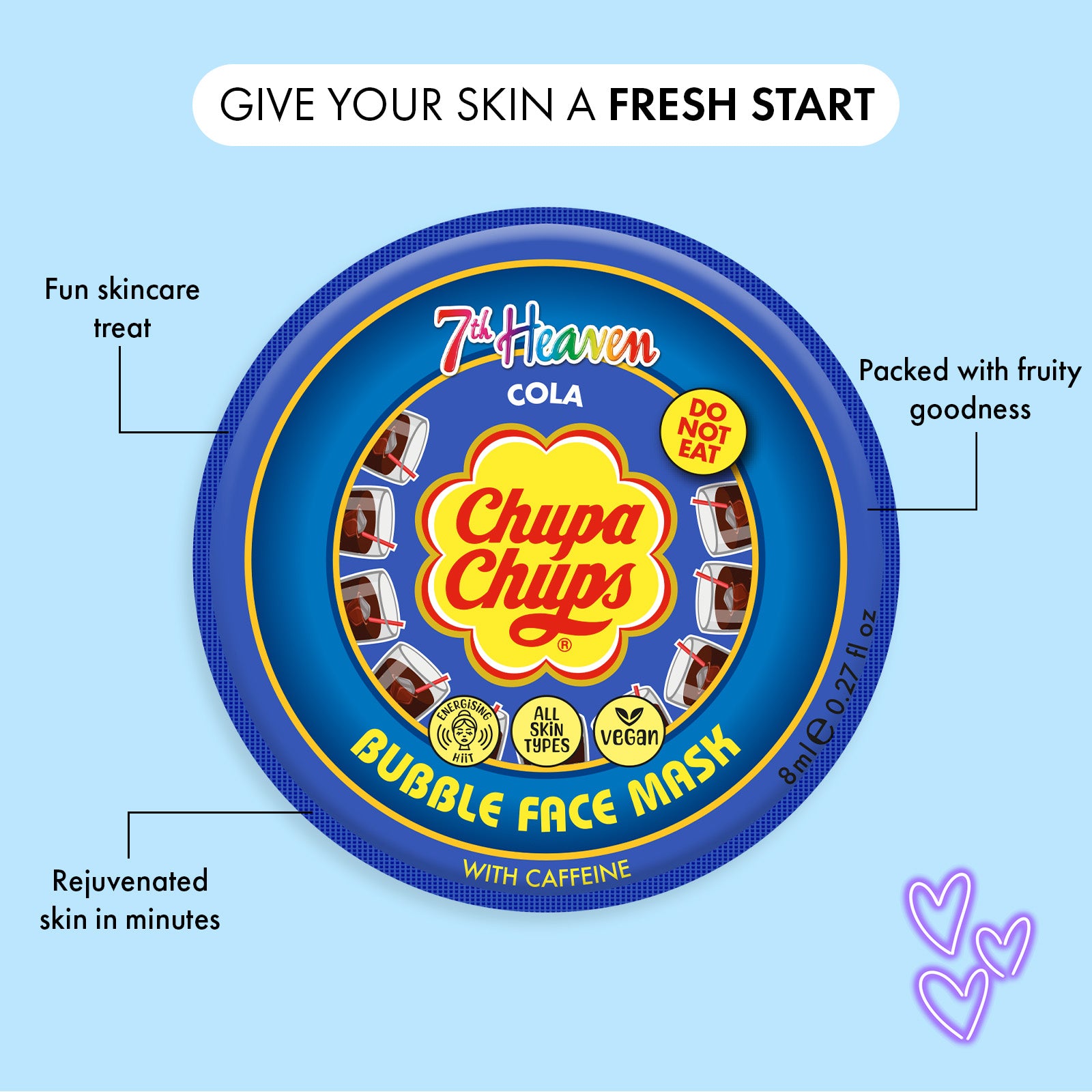 7th Heaven Chupa Chups Cola Bubble Mask with Caffeine - Energises & Refreshes Skin