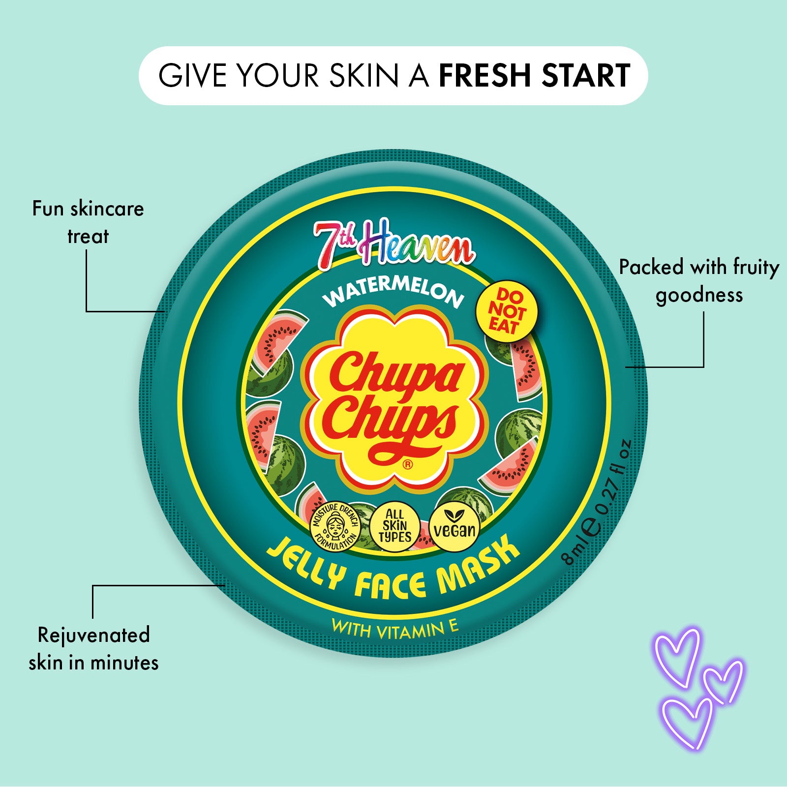 7th Heaven Chupa Chups Watermelon Jelly Mask with Vitamin E - Moisturises & Smooths Skin