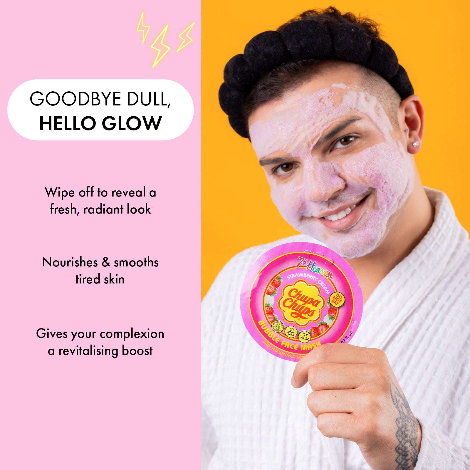 7th Heaven Chupa Chups Strawberry Cream Bubble Mask with Hyaluronic Acid - Plumps & Hydrates