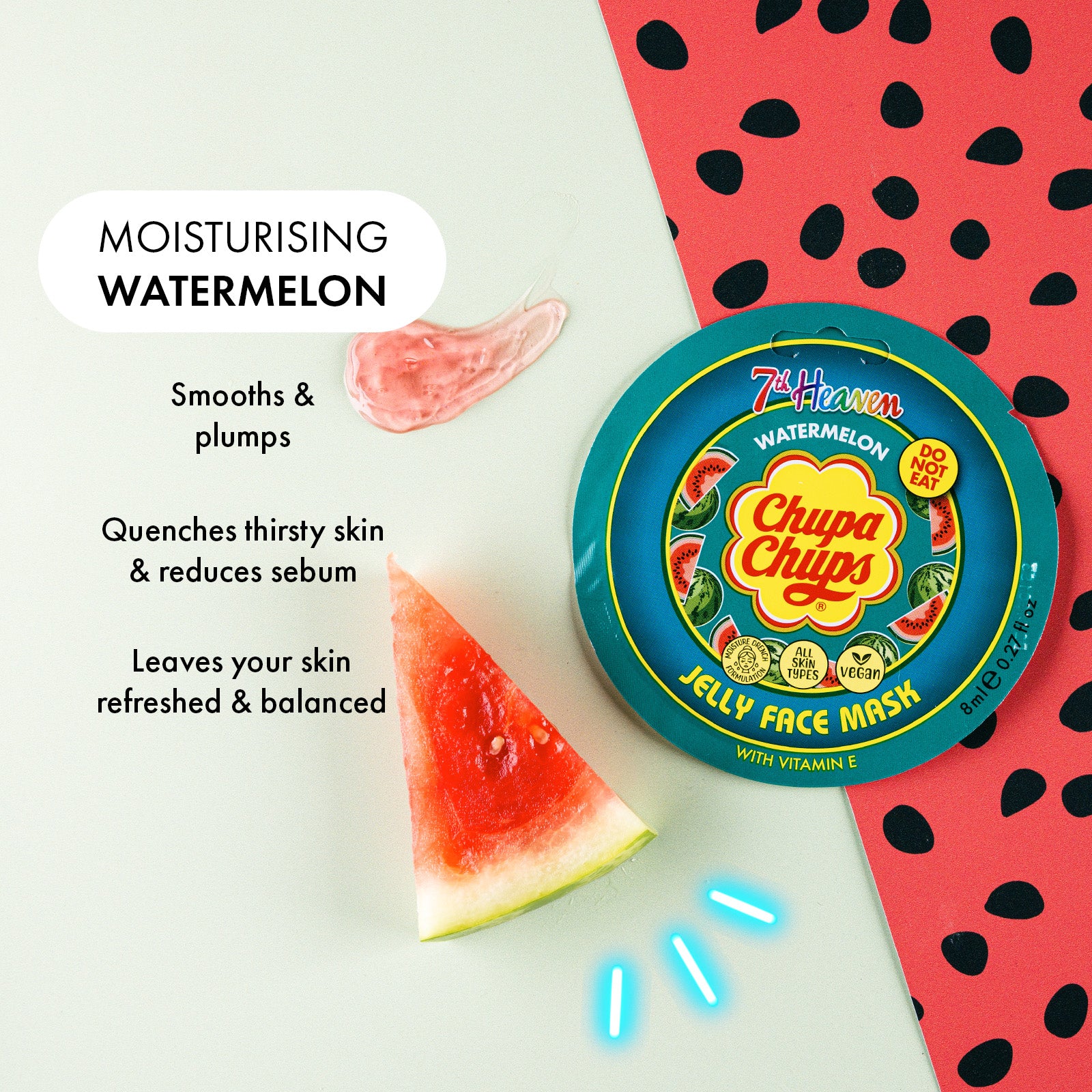 7th Heaven Chupa Chups Watermelon Jelly Mask with Vitamin E - Moisturises & Smooths Skin