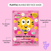7th Heaven Bumble Bee Sheet Face Mask with Chamomile & Honey - Soothing & Hydrating, Single Pack
