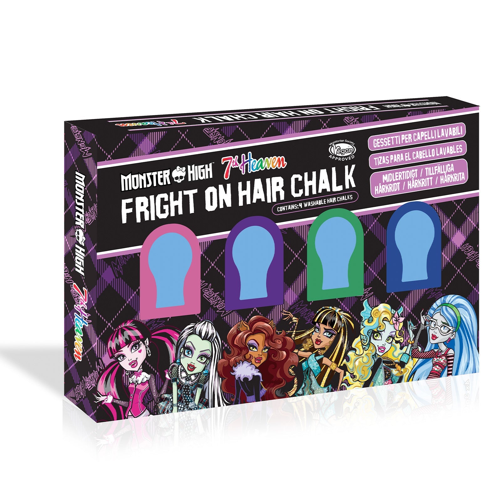 7th Heaven Monster High  Hair Chalks Multipack of 5  - Fun, Temporary Hair Colour for Kids