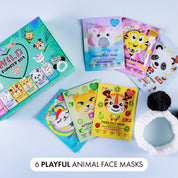7th Heaven Go Wild Pamper Box -  6 Animal Sheet Masks & Panda Headband Skincare Gift Set
