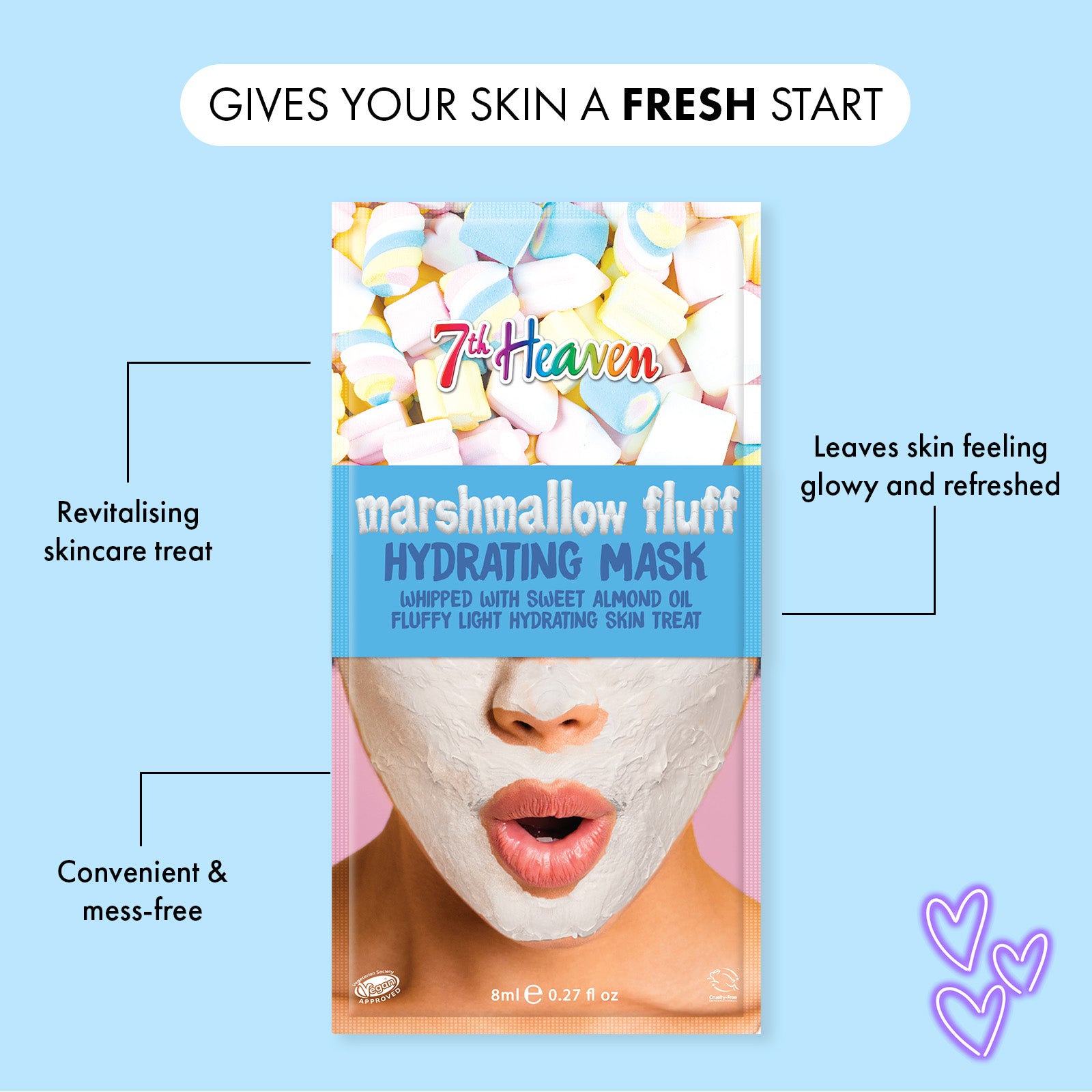 7th Heaven Marshmallow Fluff Face Mask with Sweet Almond Oil - Hydrates & Softens