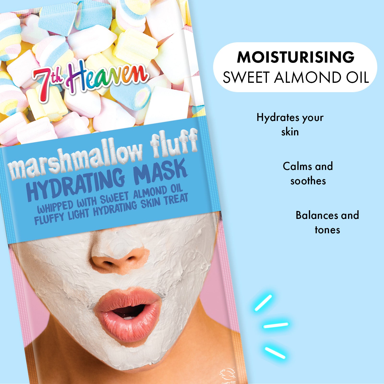 7th Heaven Marshmallow Fluff Face Mask with Sweet Almond Oil - Hydrates & Softens