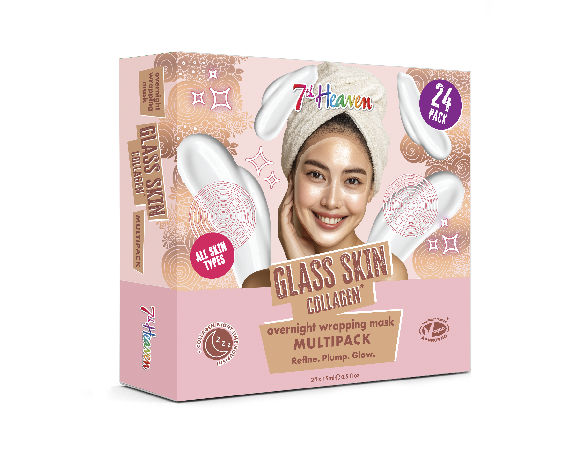7th Heaven Glass Skin Collagen Overnight Wrapping Mask Multipack x 24